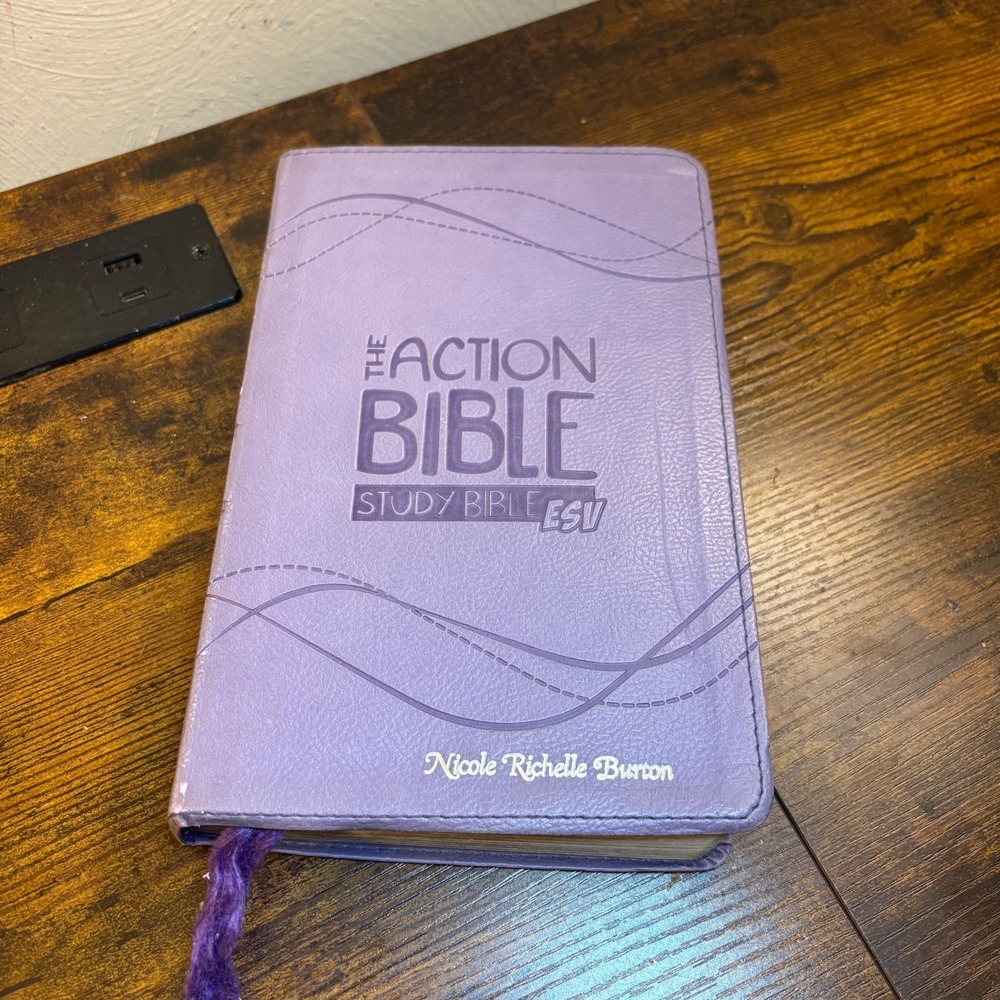 Holy Bible ESV Kids Purple 1st Ed Personalized Leatherette Action Study Youth